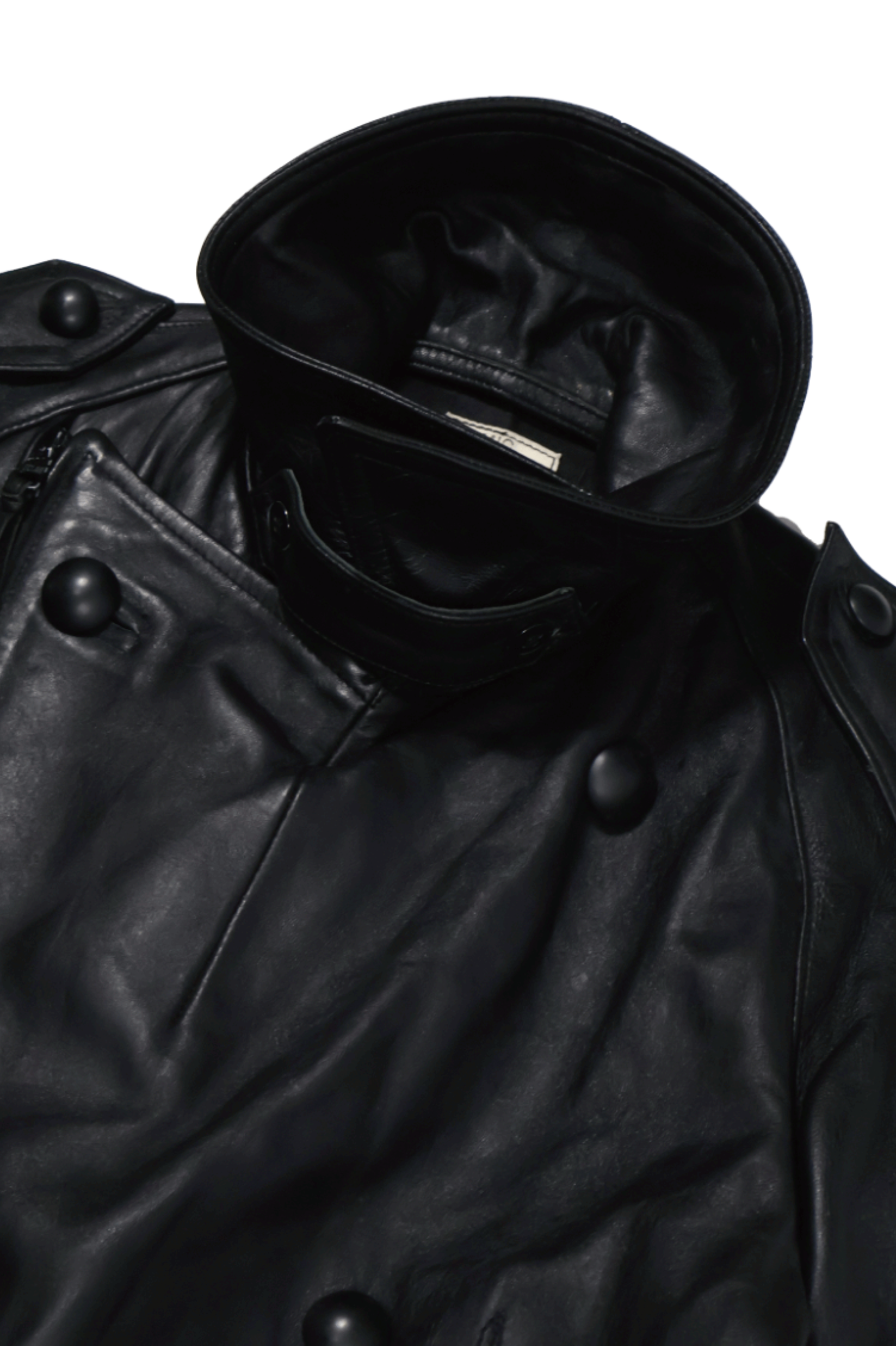 80s French Army Motorcycle Leather Coat多少の誤差はご了承下さい